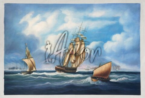 A British Frigate Approaching a Mediterranean Port