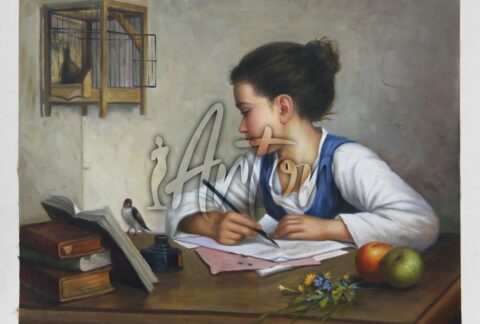 A Girl Writing; The Pet Goldfinch