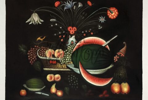 A Still Life with a Basket of Fruit, Flowers and Cornucopia