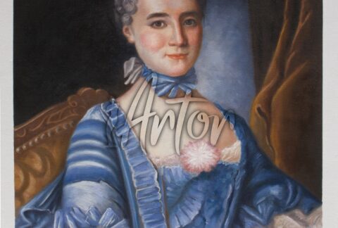 Classical Female Portrait in Blue Dress