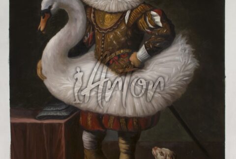 classical male portrait in a duck costume