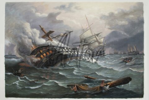 Destruction by Fire of the Gun Ship ‘Achille’ at the Close of the Battle of Trafalgar