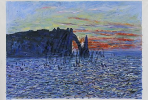 Etretat, the Needle Rock and the Porte d’Aval, Sunset