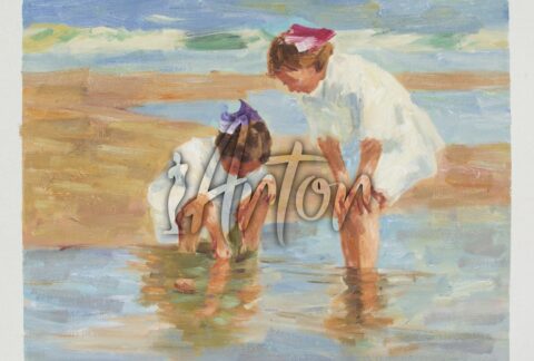 Girls Playing in Surf