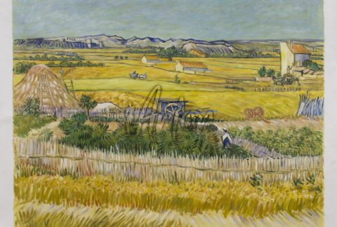 Harvest Landscape with Blue Cart