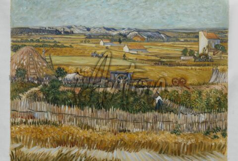 Harvest Landscape with Blue Cart