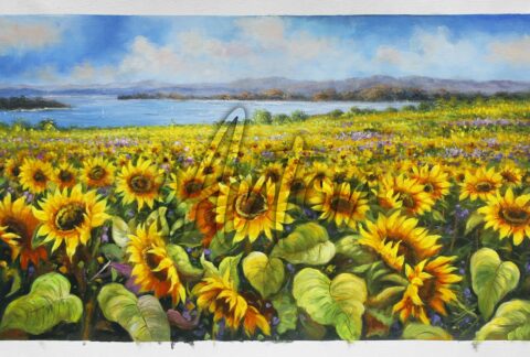 Impressionist Sunflower Landscape