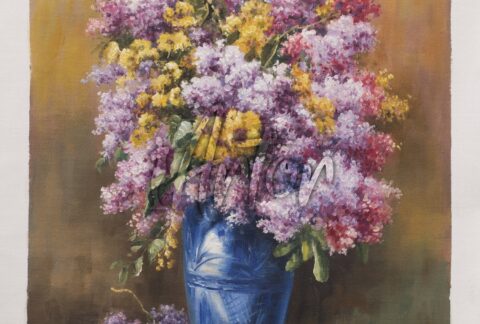 Lilacs in Blue Vase