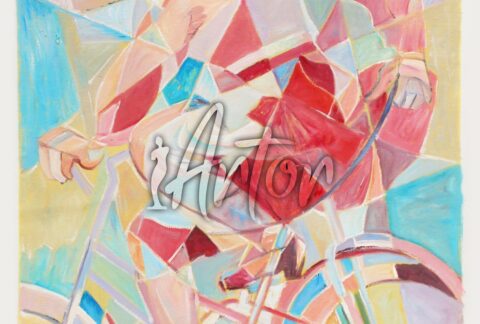 Modern Abstract Girl Riding a Bike