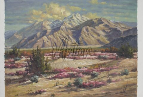 Mountain Landscape Painting Seasons Contrast