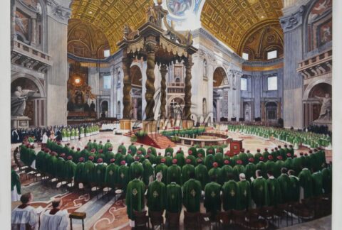 Papal Altar With Canopy Interior St Peter S Basilica：Vatican Mass