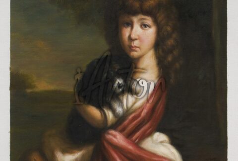 Portrait of a Young Girl with a Pet Dog