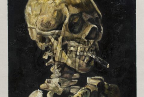 Skull with Burning Cigarette