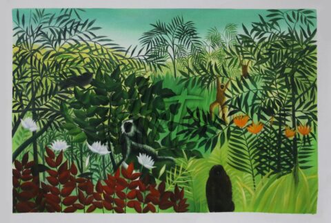 Tropical Forest with Apes and Snake