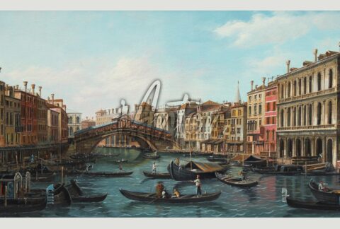 Venice, the Grand Canal Looking North-East from the Palazzo Dolphin-Manin to the Rialto Bridge