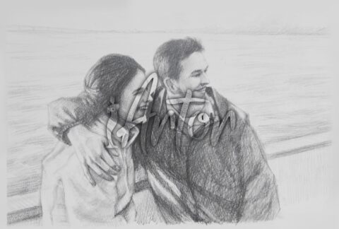 Young Couple Pencil Sketch